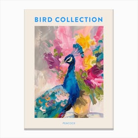 Colourful Brushwork Peacock 2 Poster Canvas Print