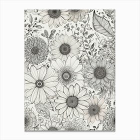 Black And White Flowers 4 Canvas Print