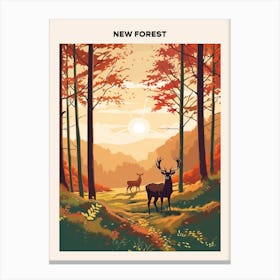 New Forest Midcentury Travel Poster Canvas Print