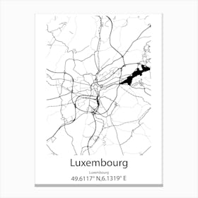 Luxembourg,Luxembourg Minimalist Map Canvas Print