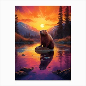 Bear At Sunset Canvas Print