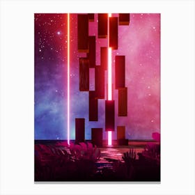 Neon landscape: Abstract canyon #4 [synthwave/vaporwave/cyberpunk] — aesthetic retrowave neon poster Canvas Print