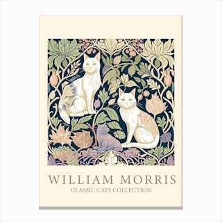 William Morris  Inspired Cats Collection Canvas Print