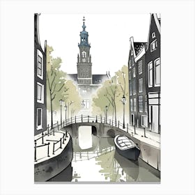 Amsterdam watercolor black Canvas Print