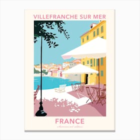 Villefranche Sur Mer, France, Flat Pastels Tones Illustration 4 Poster Canvas Print