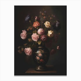 Flowers Vase Still Life Petals Bloom Canvas Print
