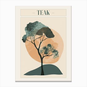 Teak Tree Minimal Japandi Illustration 3 Poster Canvas Print