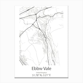 Ebbw Vale,United Kingdom Minimalist Map Canvas Print