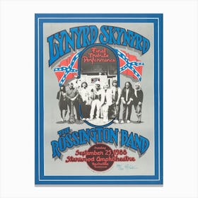 Lynyrd Skynyrd 1988 Nashville Concert Poster Rossington Band Signed Randy Tuten Canvas Print