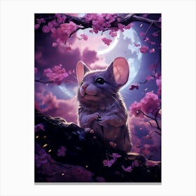Mouse In Cherry Blossoms Canvas Print