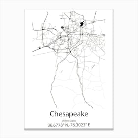 Chesapeake Ranch Estates,United States Minimalist Map Canvas Print