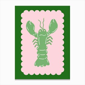 Lobster Scallop Green On Pink Canvas Print