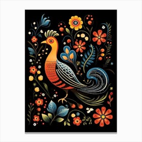 Folk Bird Illustration Grouse 3 Canvas Print