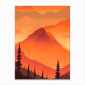 Misty Mountains Vertical Composition In Orange Tone 241 Canvas Print