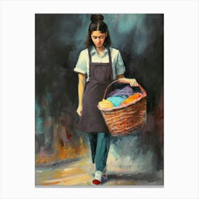 Girl With A Basket 1 Canvas Print
