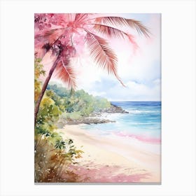 Watercolor Painting Of Flamenco Beach, Culebra Puerto Rico 4 Canvas Print