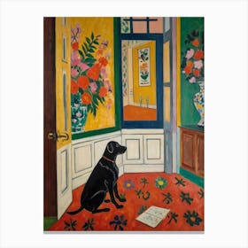 Dog In A Room Style Henri Matisse Canvas Print