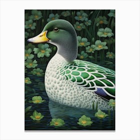 Ohara Koson Inspired Bird Painting Mallard Duck 1 Canvas Print