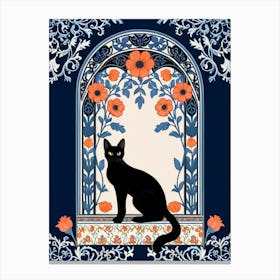 Black Cat In A Window Canvas Print