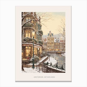 Vintage Winter Poster Amsterdam Netherlands 2 Canvas Print