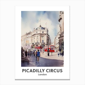 Piccadilly Circus, London 2 Watercolour Travel Poster Canvas Print