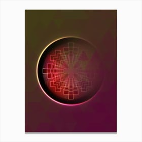 Geometric Neon Glyph on Jewel Tone Triangle Pattern 328 Canvas Print