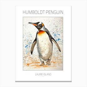 Humboldt Penguin Laurie Island Watercolour Painting 2 Poster Canvas Print