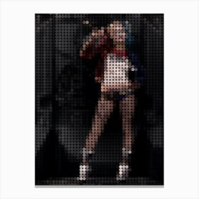 Harley Quinn In A Pixel Dots Art Style Canvas Print