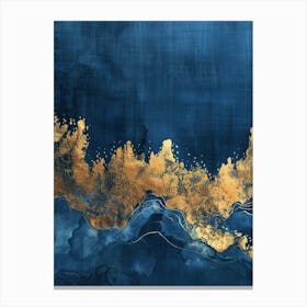 Gold And Blue Abstract Painting Canvas Print