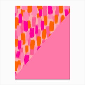 Pink And Orange Abstract Brush Strokes Colour Block Canvas Print