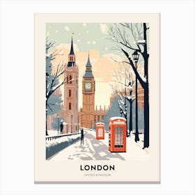 Vintage Winter Travel Poster London United Kingdom 3 Canvas Print
