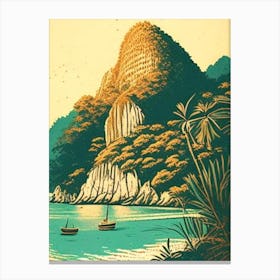 Ko Phi Phi Thailand Vintage Sketch Tropical Destination Canvas Print