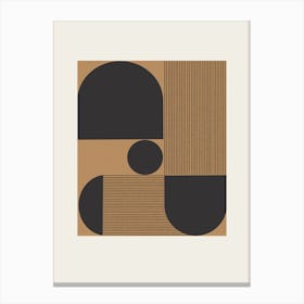 Mid century Geometric Composition, Minimalist Graphic design, Line and circle objects Canvas Print