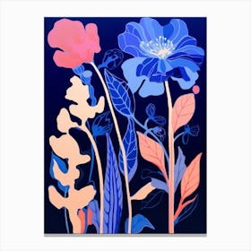 Blue Flower Illustration Gladiolus 4 Canvas Print