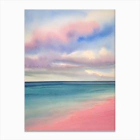 Formby Beach, Merseyside Pink Watercolour Canvas Print