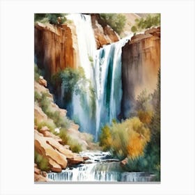 Calf Creek Waterfall, United States Water Colour (1) Canvas Print