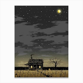 Illustration Of A Haunted House Canvas Print