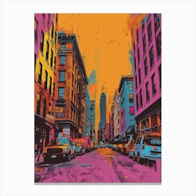 Soho District New York Colourful Silkscreen Illustration 4 Canvas Print