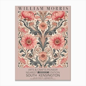 William Morris Valentines Gift Pink And Red Botanical Flowers Canvas Print