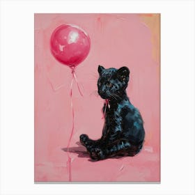 Cute Black Panther 2 With Balloon Canvas Print