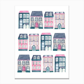 Houses In Pink Canvas Print