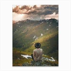 Alone In The Mountains, Oil Painting Canvas Print