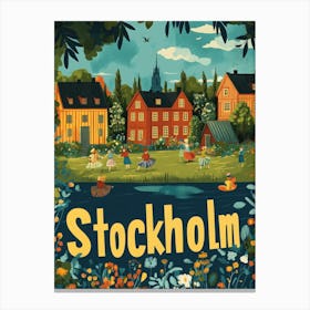 Aihrgdesign A 1970s Inspired Travel Poster For Stockholm 3 Canvas Print