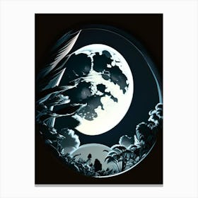 Full Moon Noir Comic Space Canvas Print