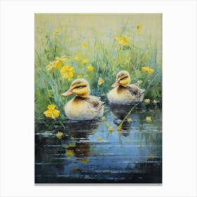 Floral Ornamental Duckling Painting 7 Canvas Print