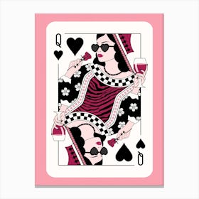 Queen Of Hearts - Pink and Black Wine and Roses Canvas Print