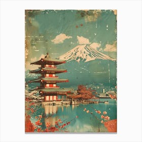 Mount Fuji Sakura Mid Century Modern Canvas Print