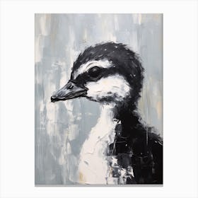 Black & White Impasto Painting Of A Duckling 3 Canvas Print