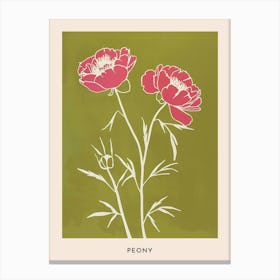 Pink & Green Peony 2 Flower Poster Canvas Print