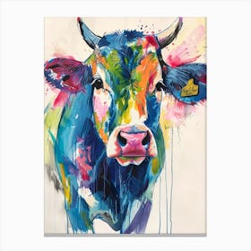 Cow Colourful Watercolour 4 Canvas Print